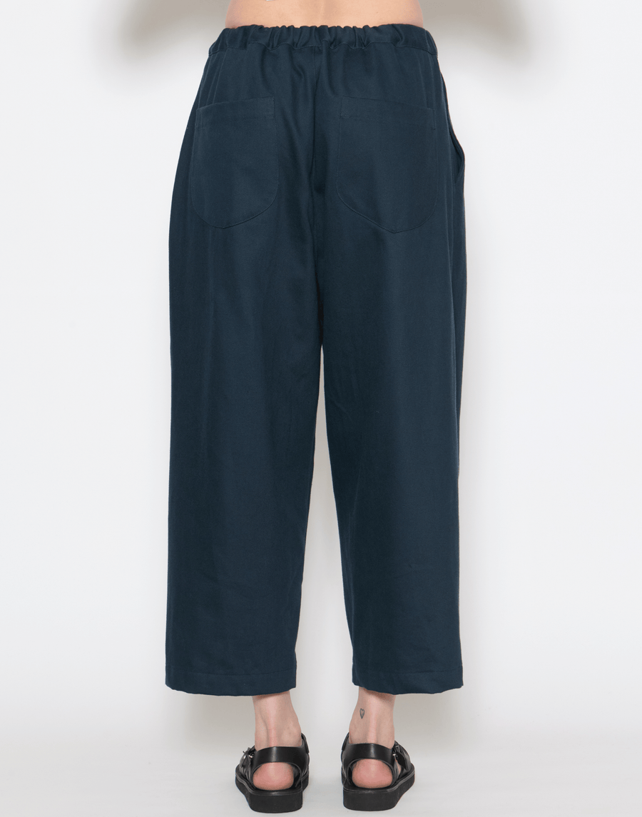 Navy Cotton Twill Stevie Barrel Pants