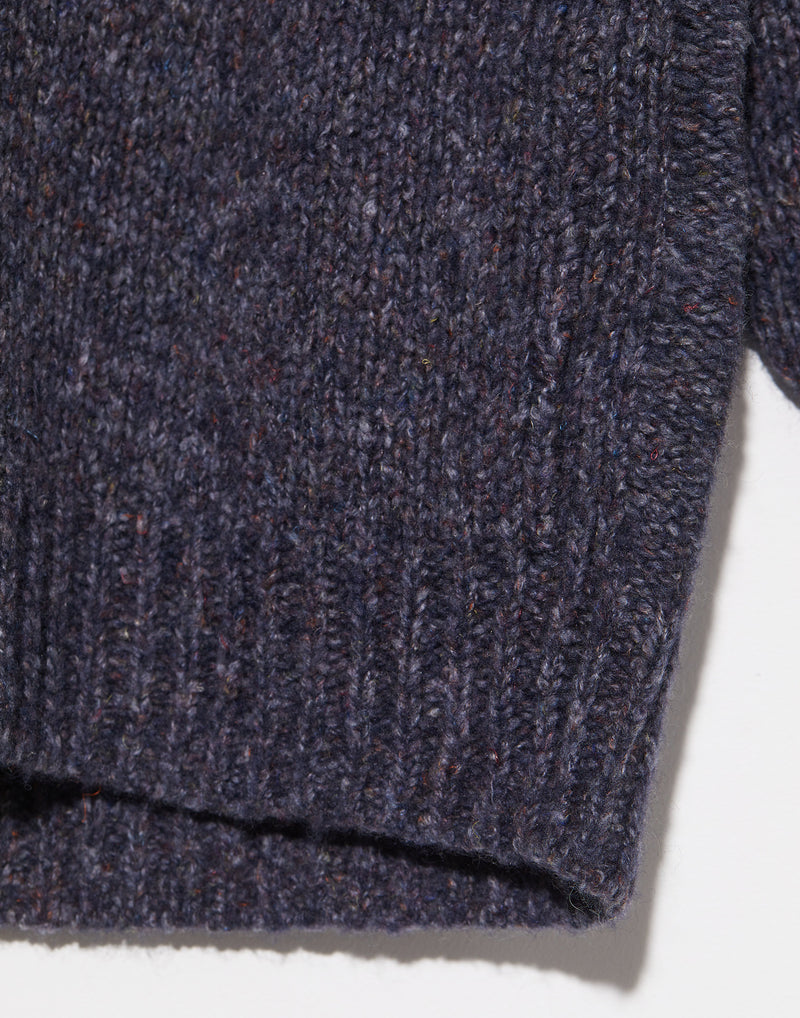 Navy Wool Blend V Neck Cardigan