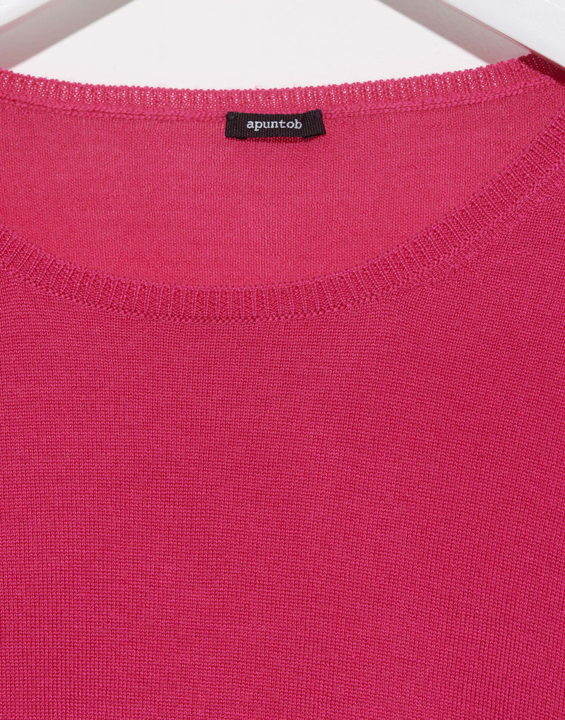 Raspberry Wool Fine Knit Pullover