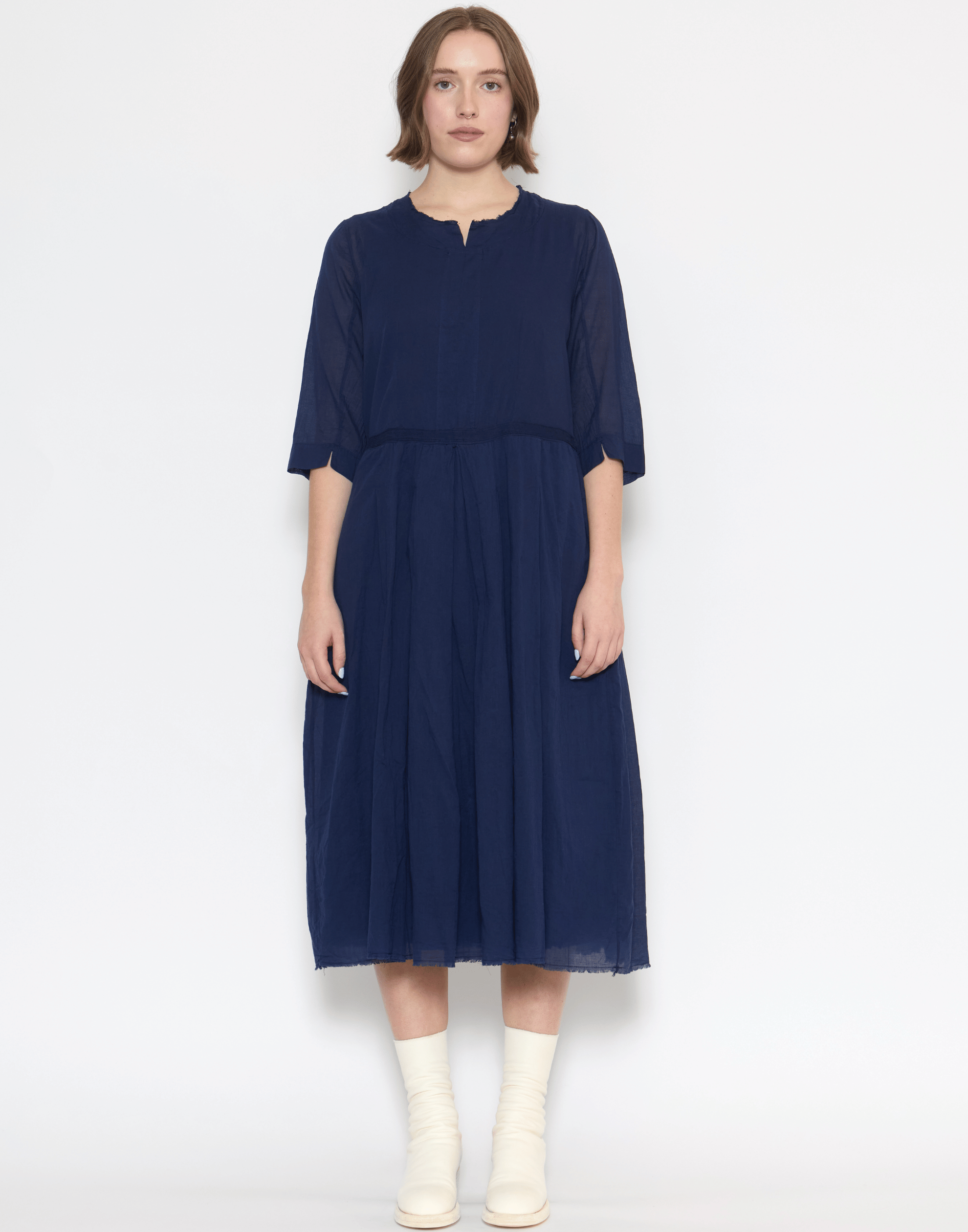 Ink Blue Cotton Voile Darja Dress