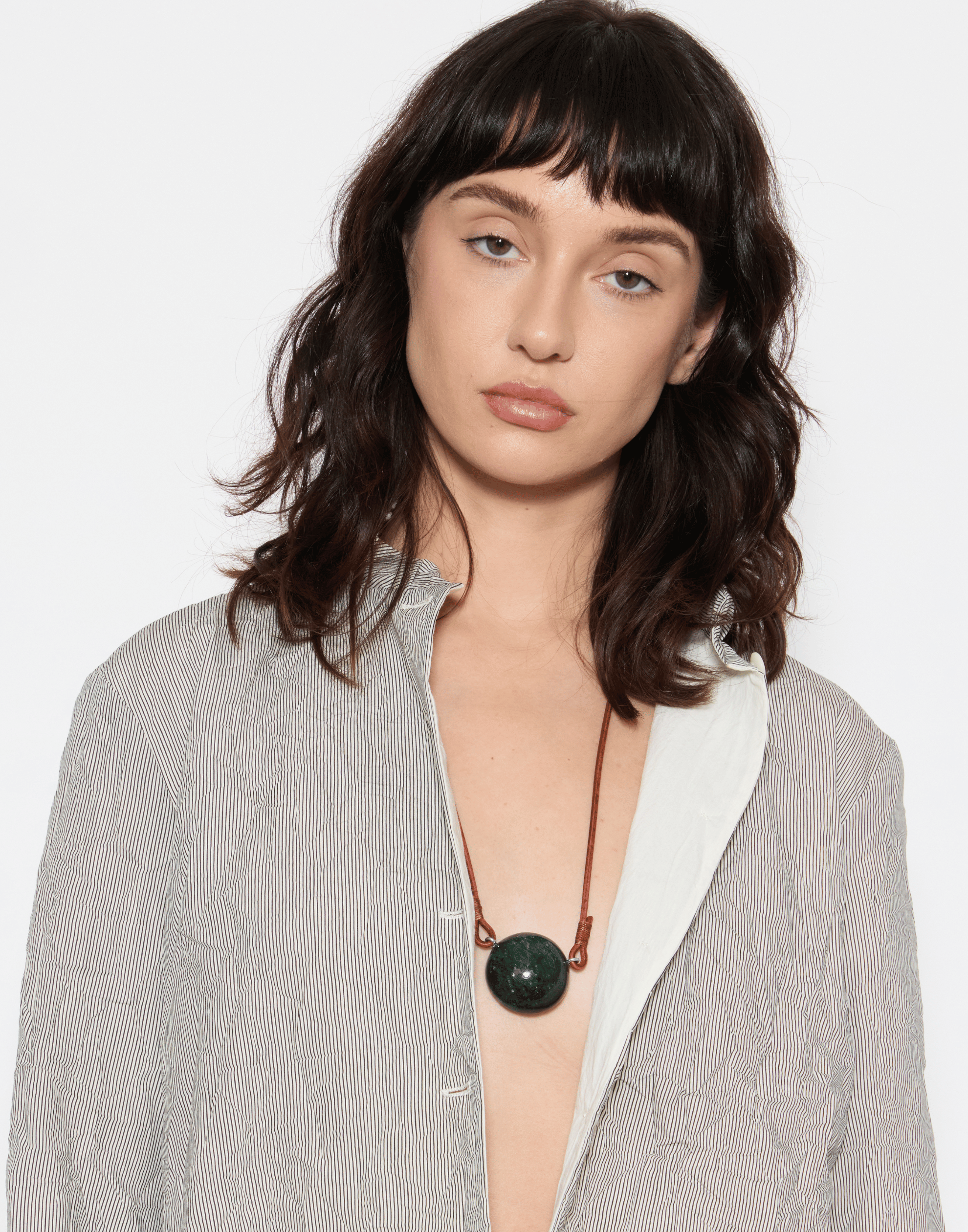 Emerald Cabochon Pendant Necklace