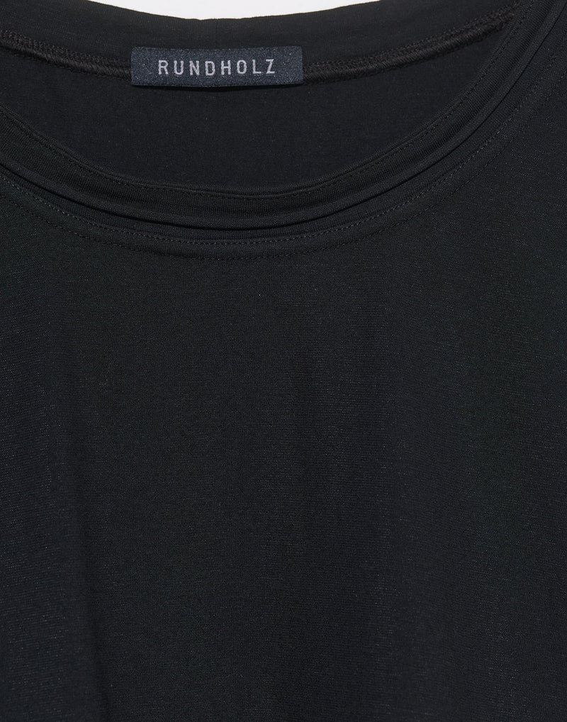 Black Cotton Blend Panelled Tank Top