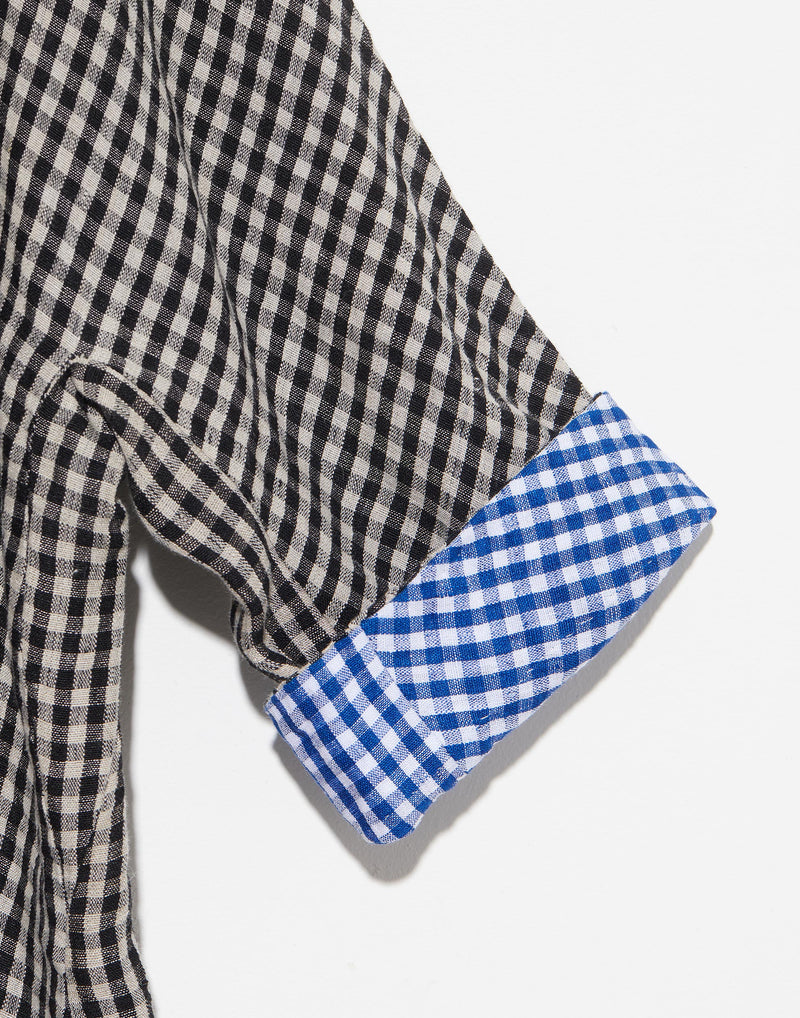 Black & Blue Vichy Linen Reversible Coat