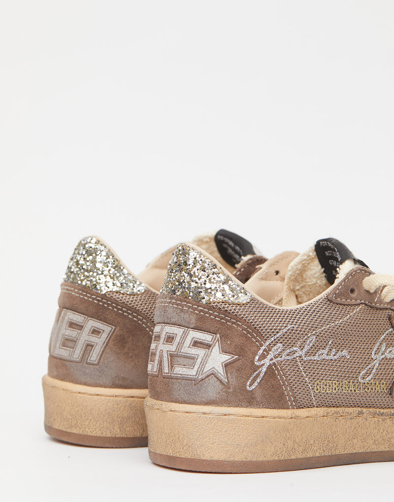 Brown & Platinum Glitter Ball Star Sneakers