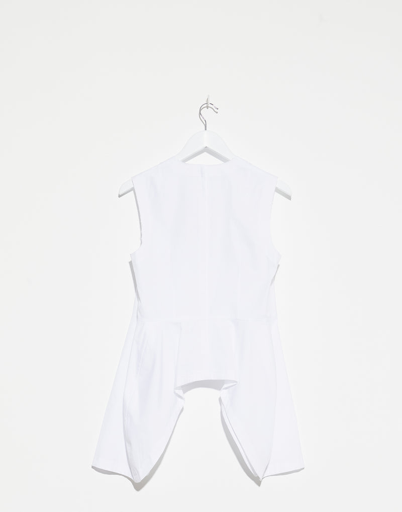 White Cotton Poplin Sleeveless Top