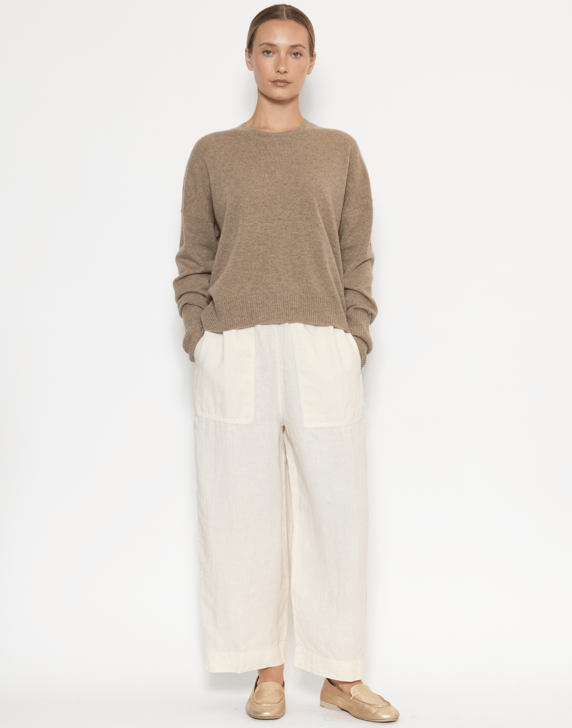 Shiitake Raw Cashmere Relaxed Pullover