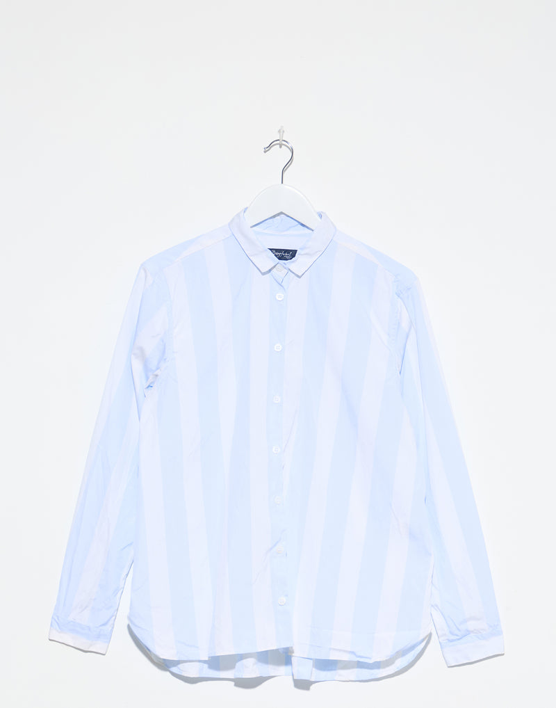 Azur Stripe Cotton Loose Tyrol Shirt