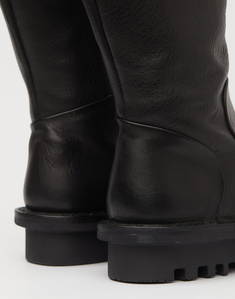 Black Leather Mid Height Sanft Boots