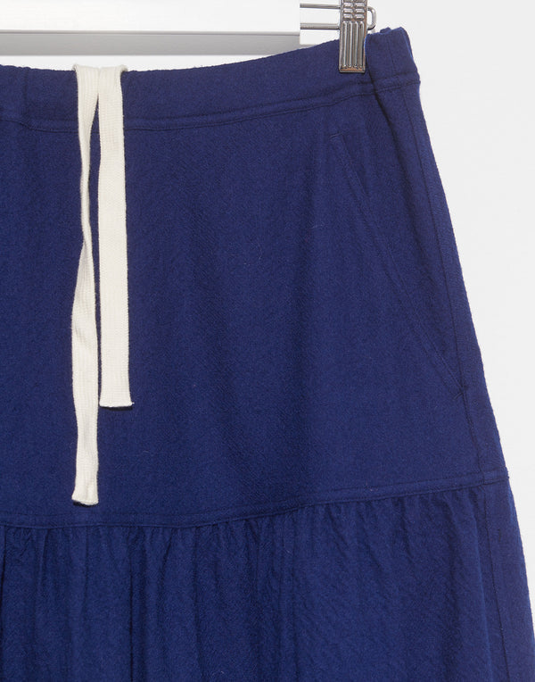 Blue Wool Sling Midi Skirt
