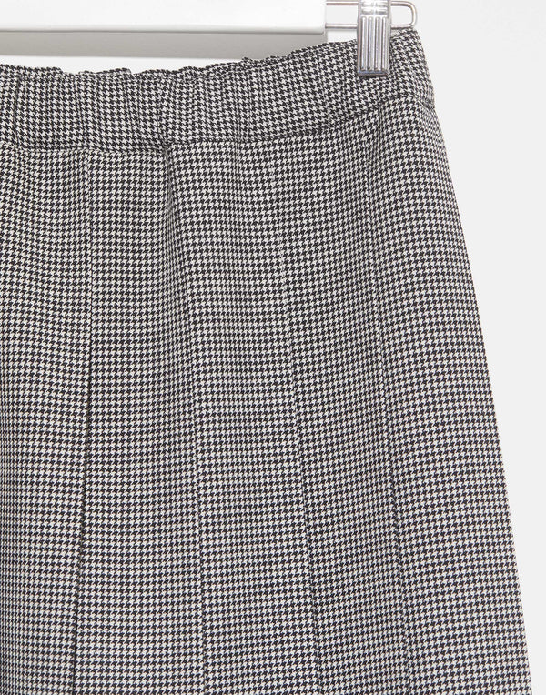 Pleated Herringbone Wool Midi Skirt