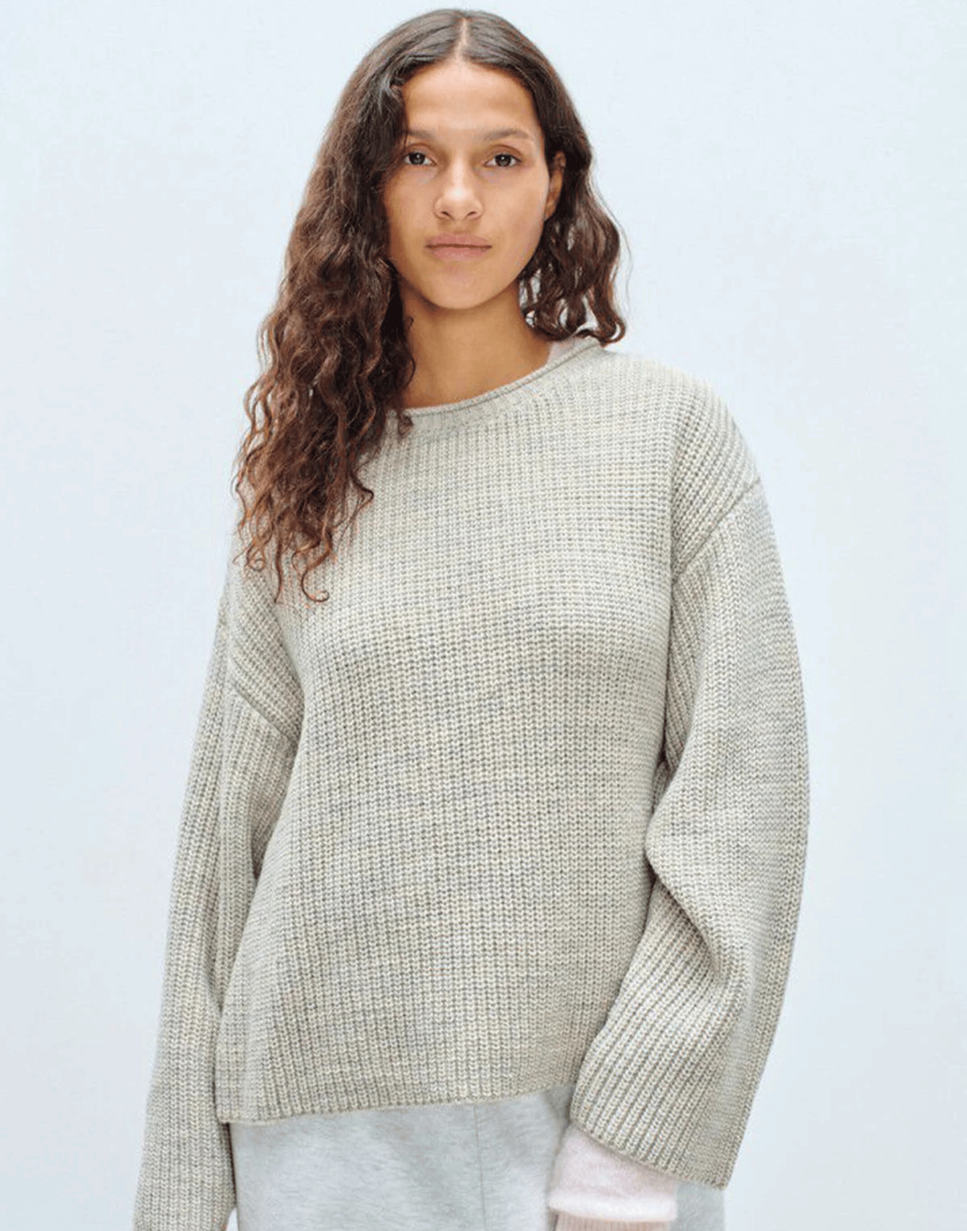 Mist Melange Wool Blend Crashway Pullover