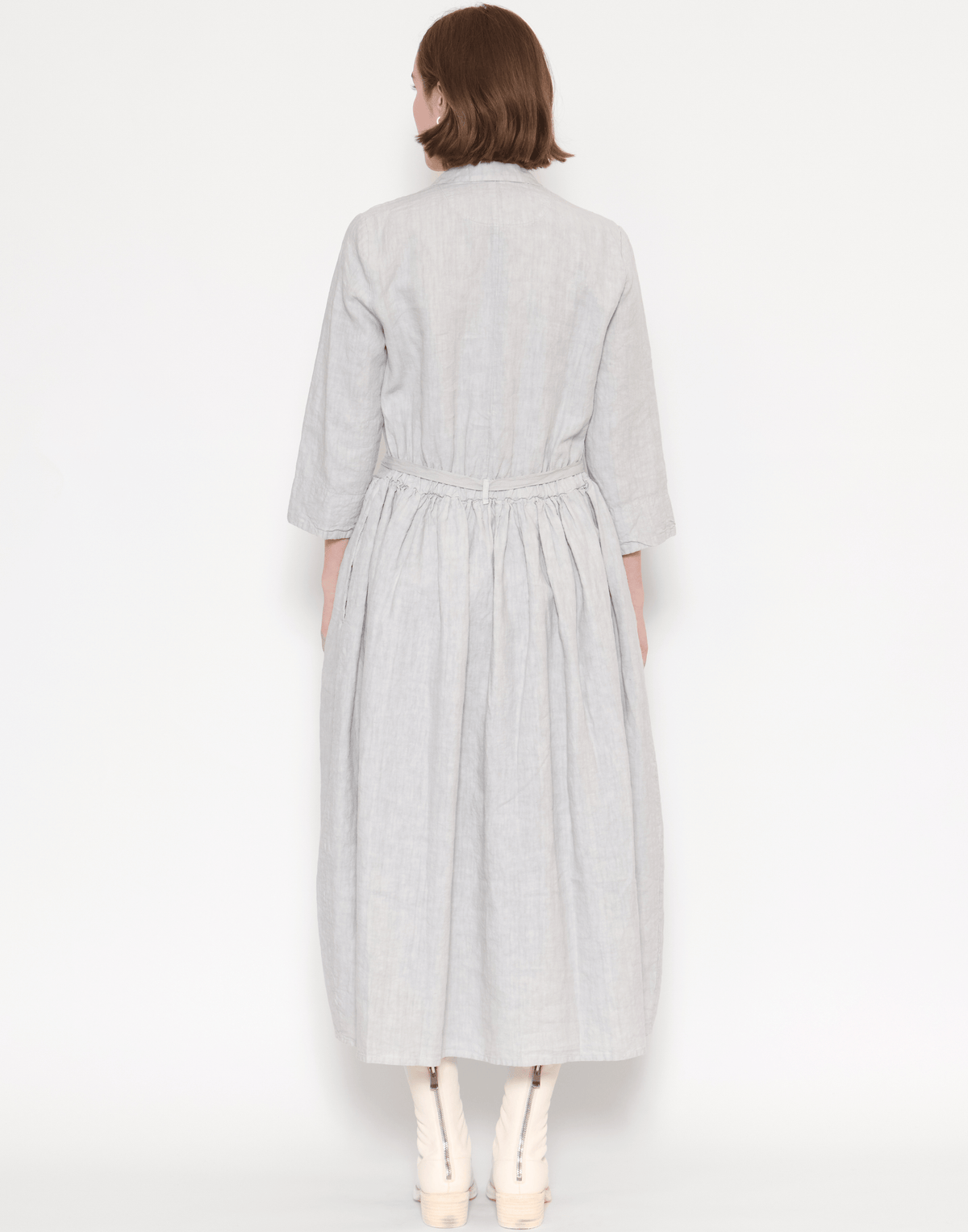 Pearl Grey Linen Davina Shirt Dress