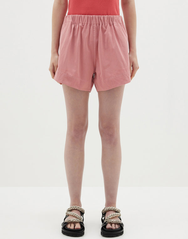 Pink Pomelo Cotton Canvas Flared Shorts