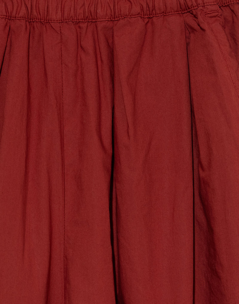 Brick Cotton Poplin Pleated Trousers