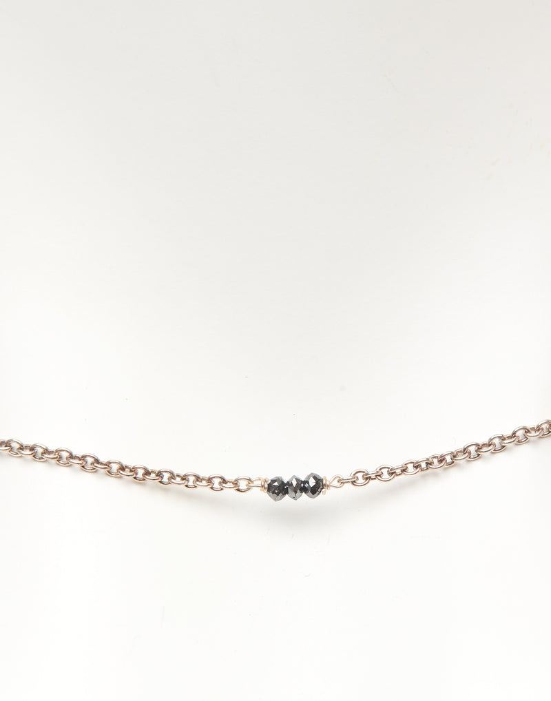 Silver & Three Black Diamond Necklace