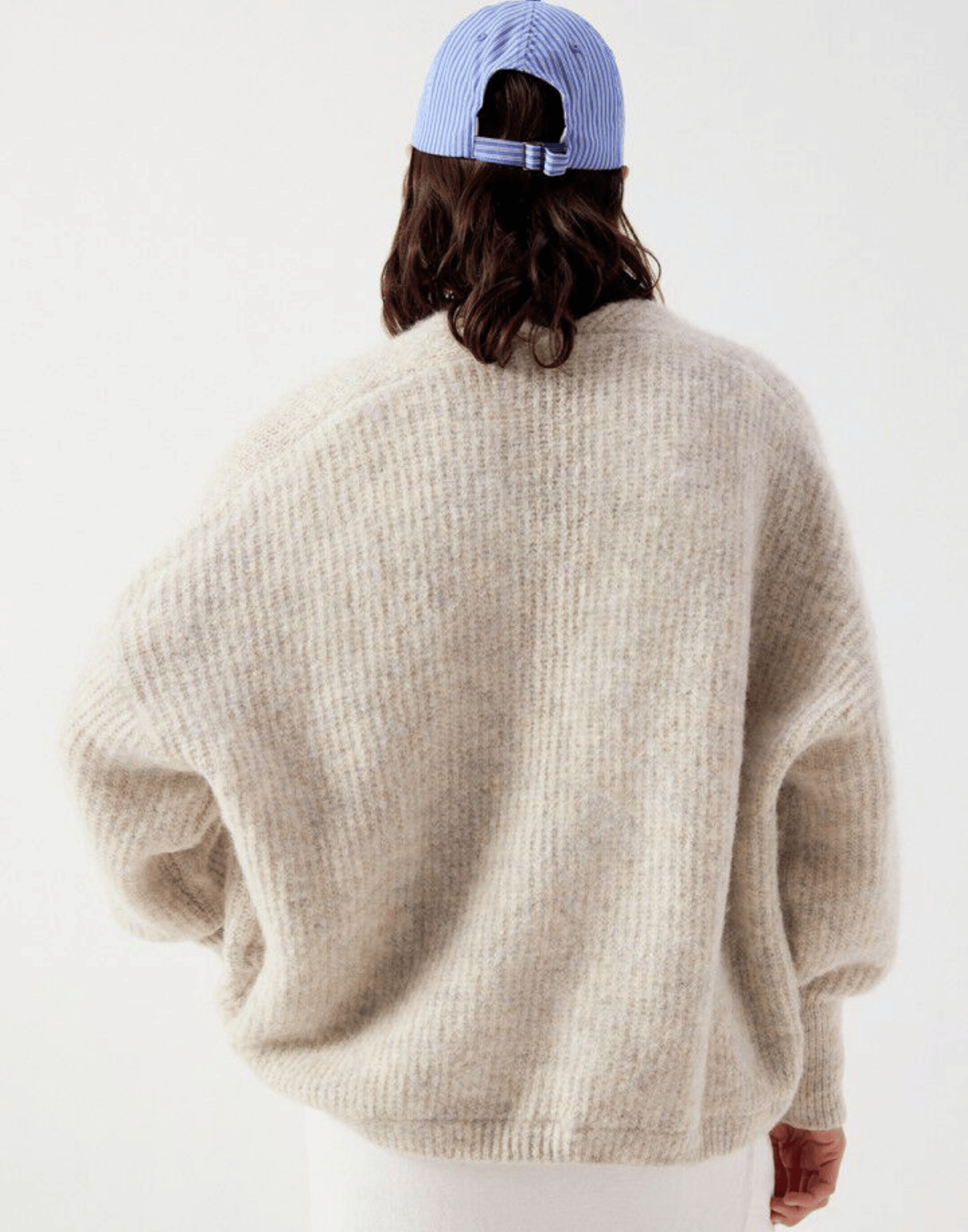 Powder Melange Wool Blend East Cardigan