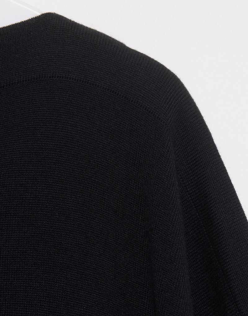 Black Wool Classic Boatneck Pullover