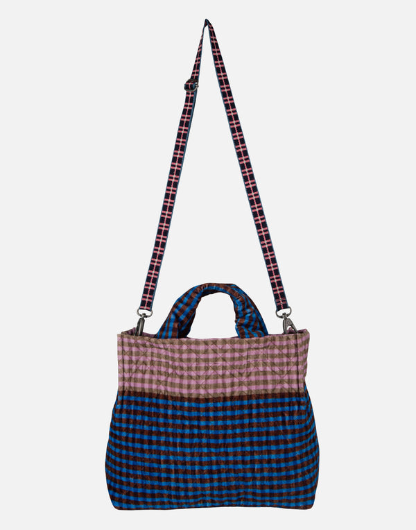 Blue & Pink Medium Cotton Velvet Tote