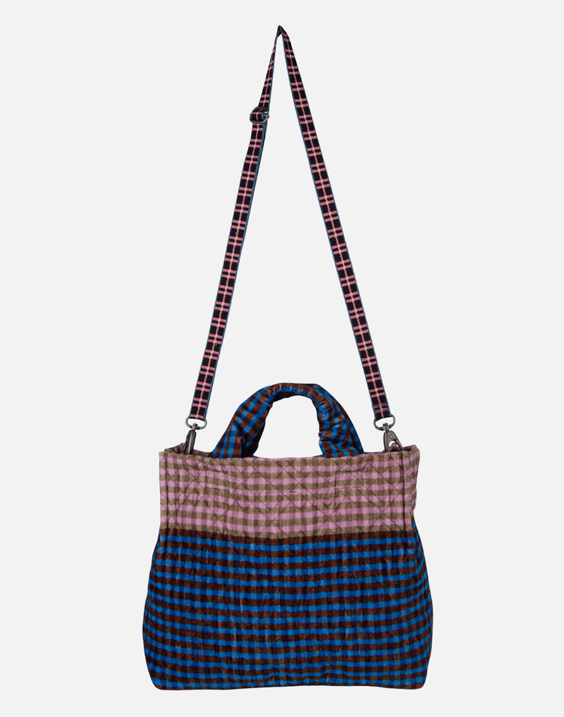 Blue & Pink Medium Cotton Velvet Tote