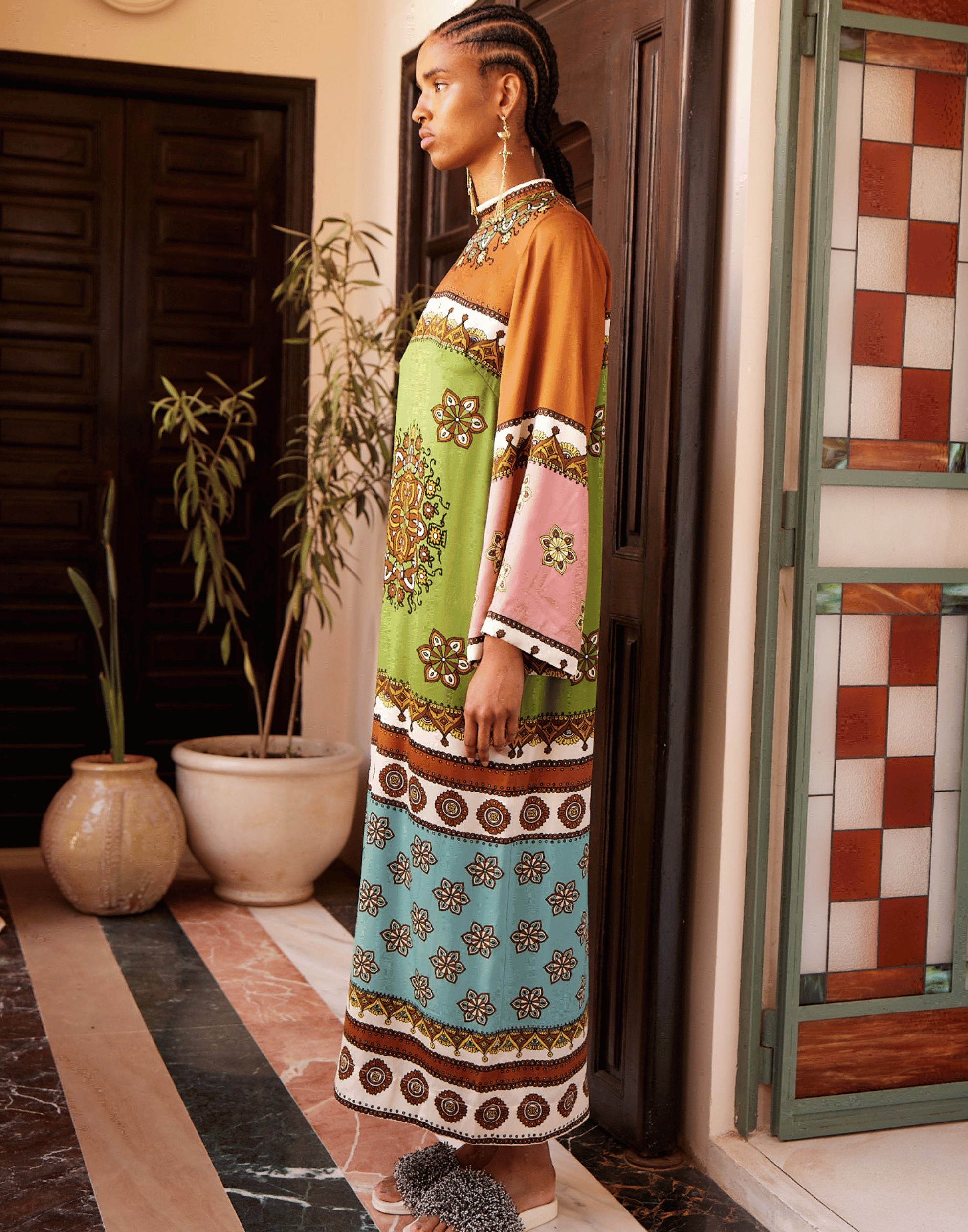 Printed Silk Contina Midi Dress