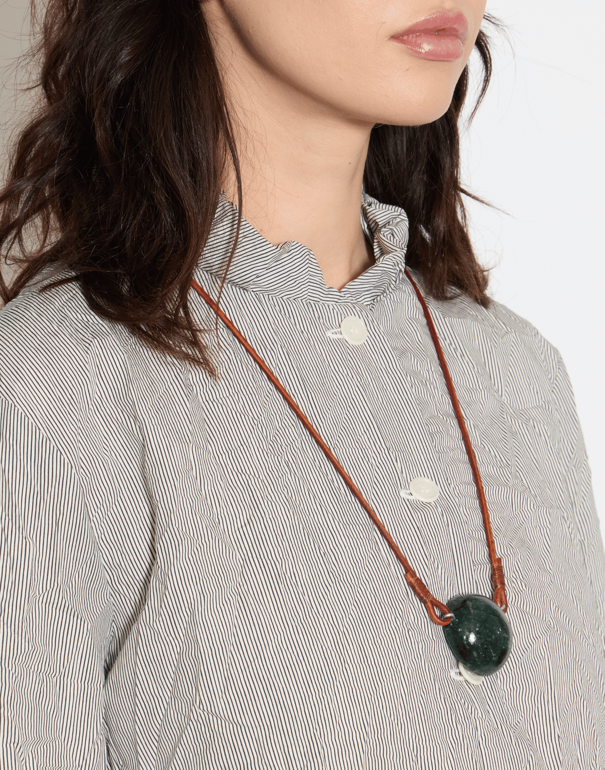 Emerald Cabochon Pendant Necklace
