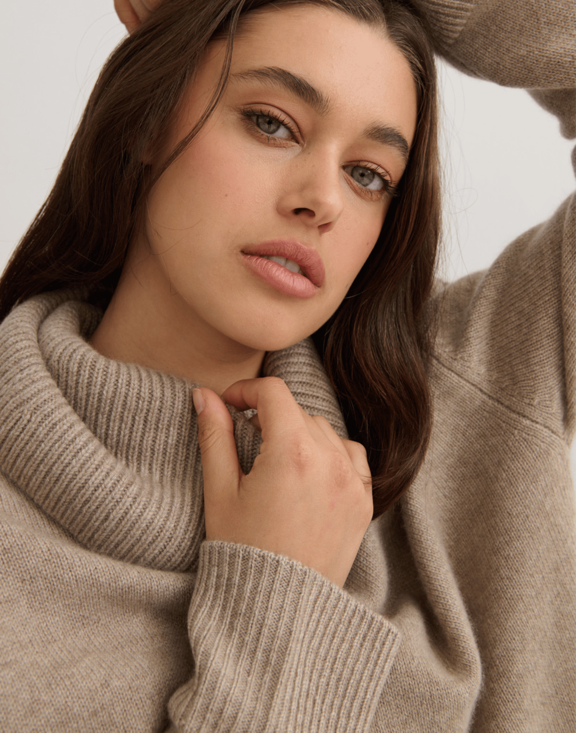 Shiitake Raw Cashmere Chunky Rollneck Pullover