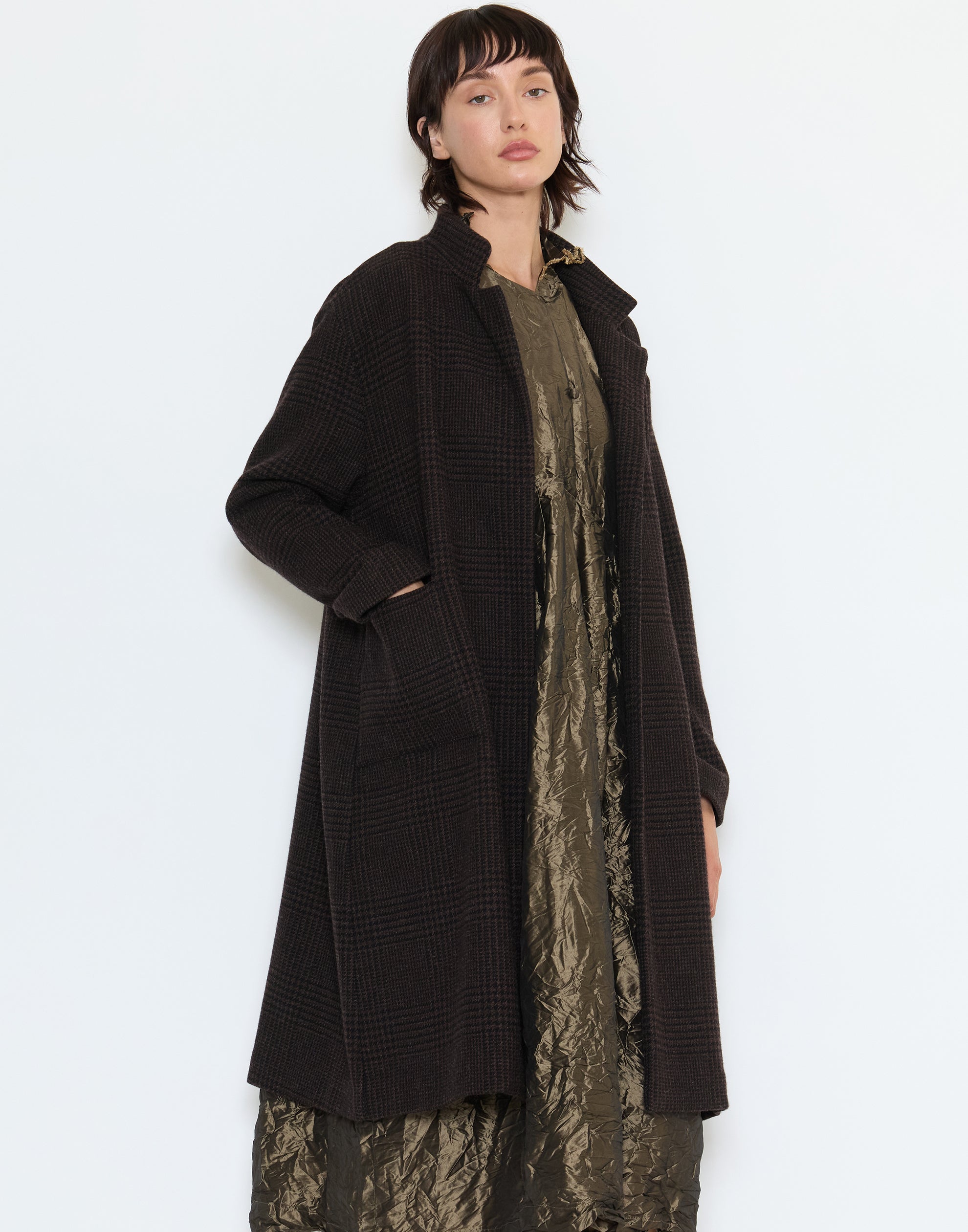 Prince Of Galles Wool Punto Bianco Coat