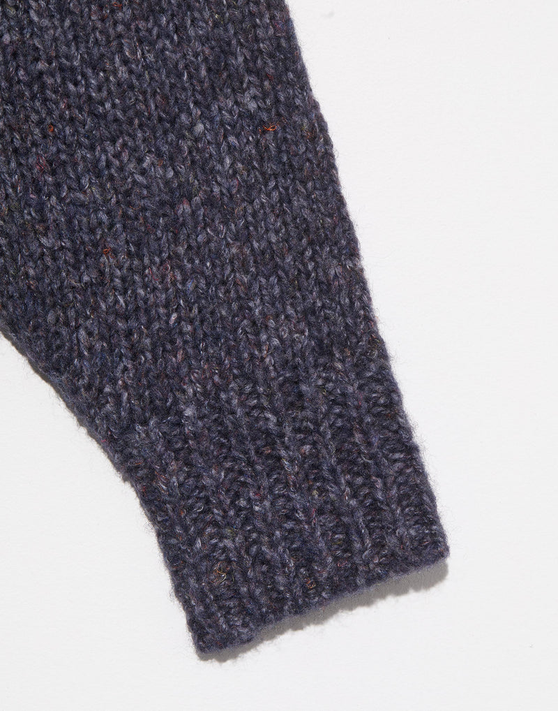 Navy Wool Blend V Neck Cardigan