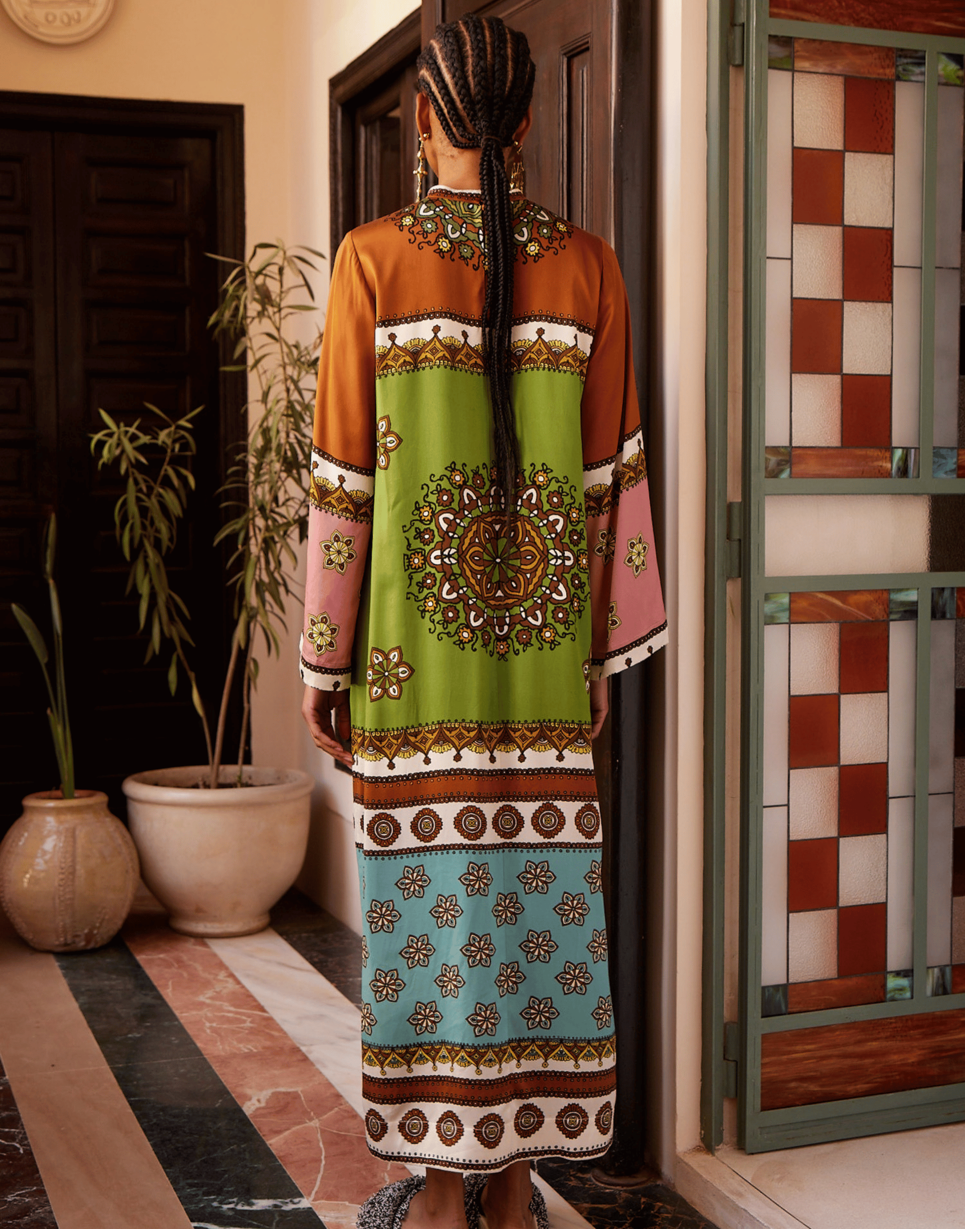 Printed Silk Contina Midi Dress