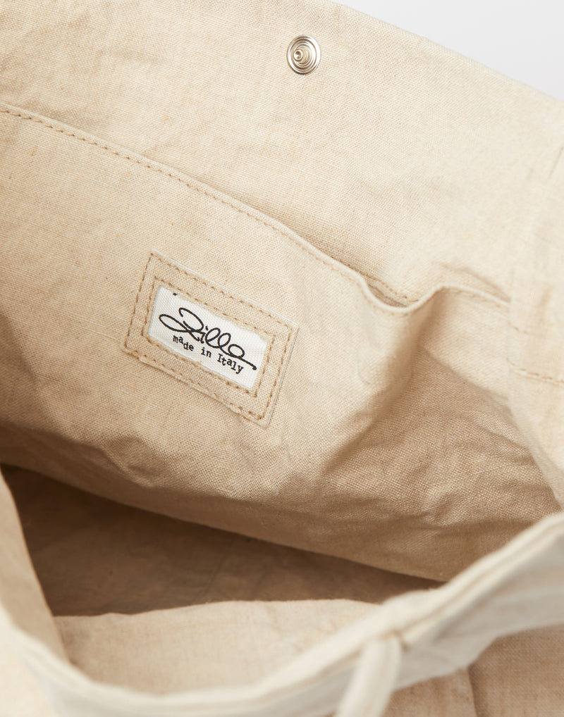 Natural Linen & Metallic Foil Victoria Bag