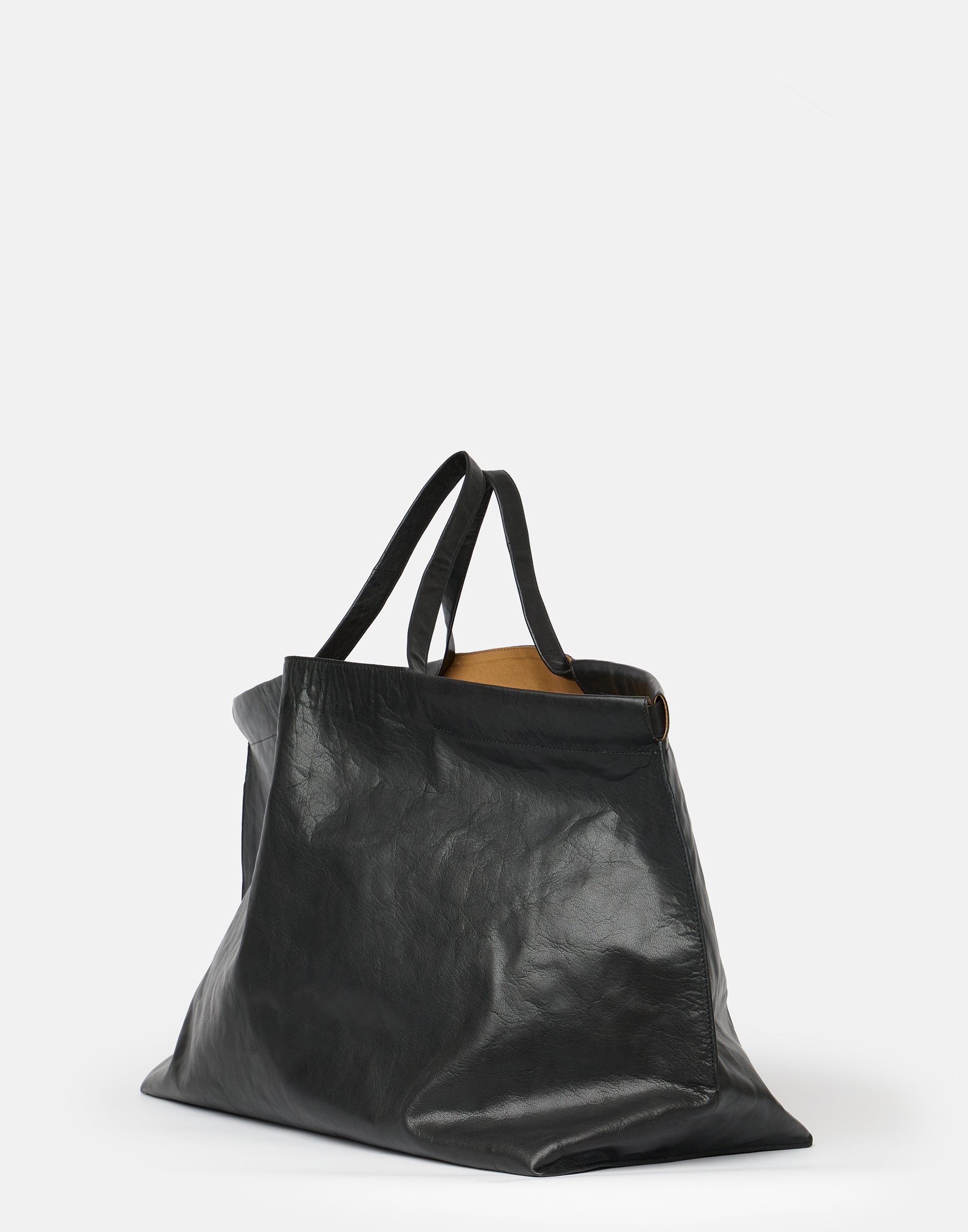 Black Leather Extra Large Shopper Bag