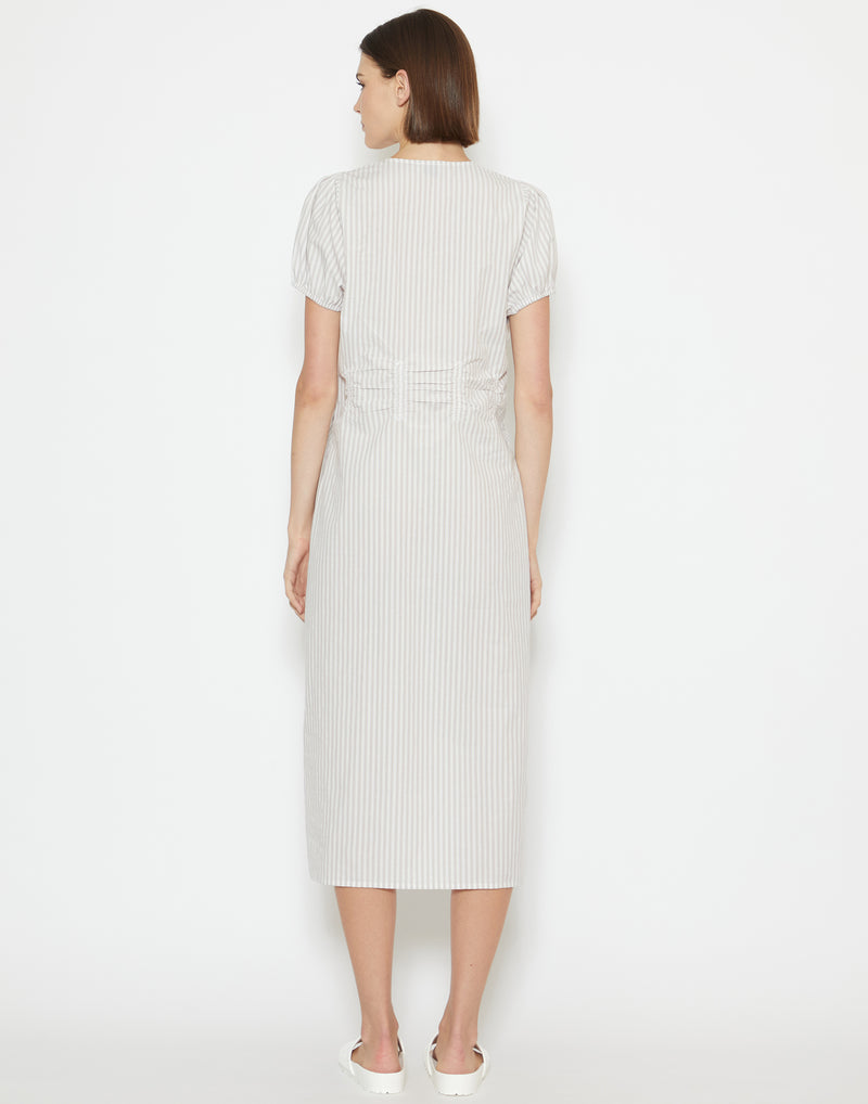 Lake Stripe Cotton Poplin Pinched Dress