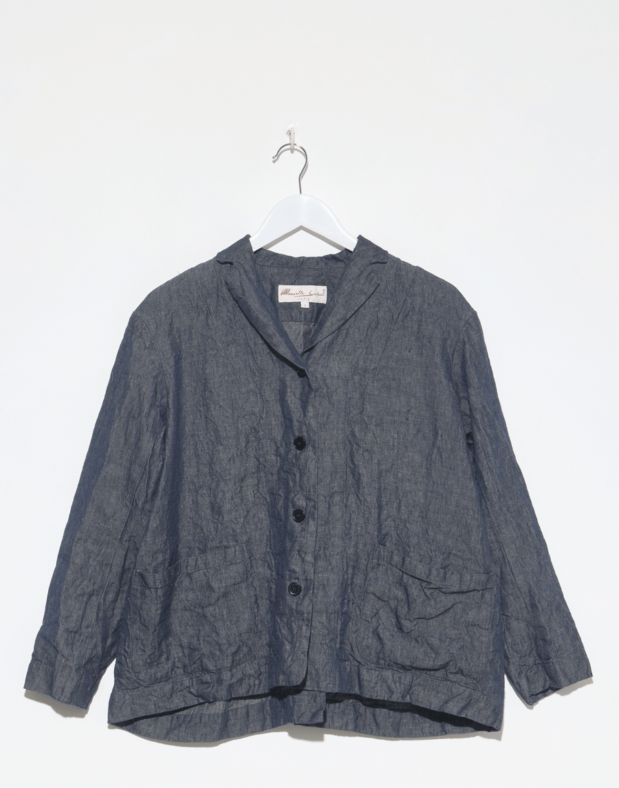 Dark Blue Linen Denim Lijian Jacket