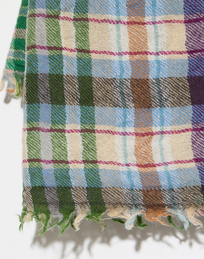 Ocean Wool Check Square Scarf