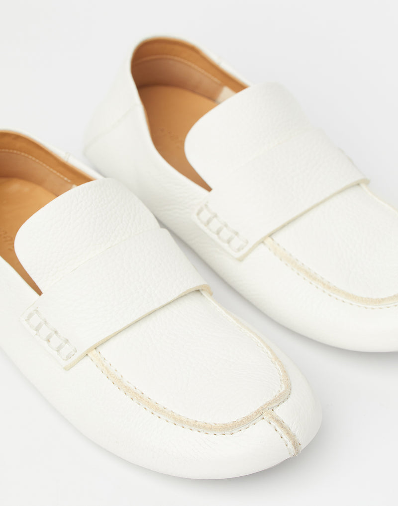 Optical White Leather Toddone Mocassino Loafers