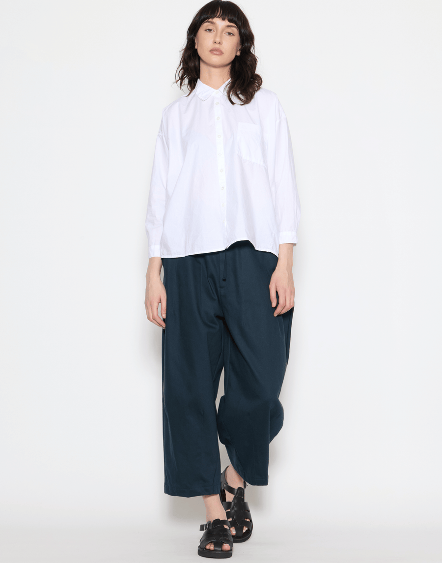 Navy Cotton Twill Stevie Barrel Pants