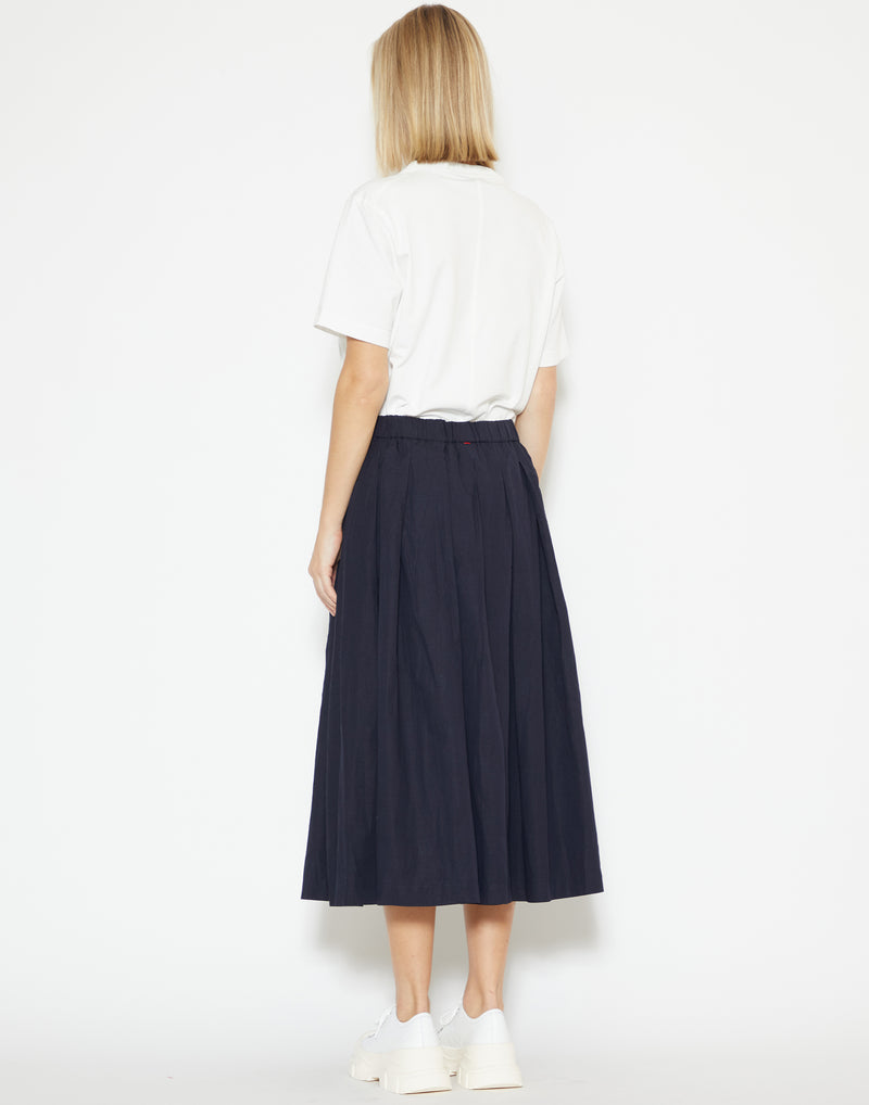 Navy Cotton & Linen Bowling Skirt