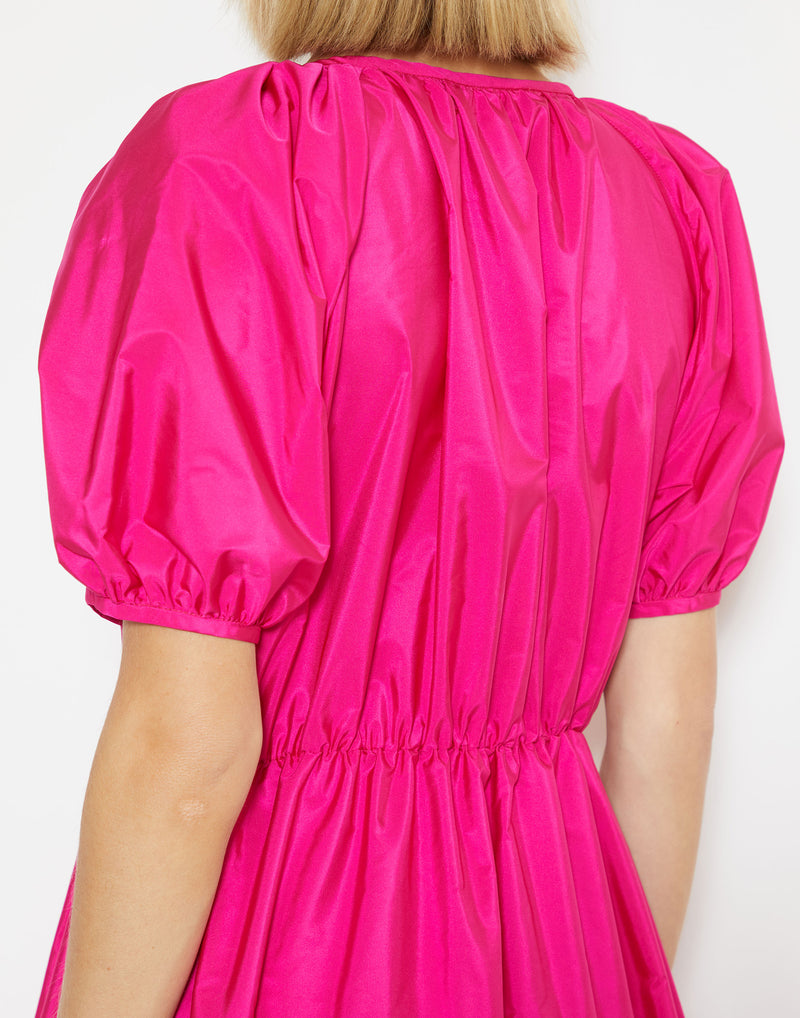 Pink Taffeta Puff Sleeves Don Dress