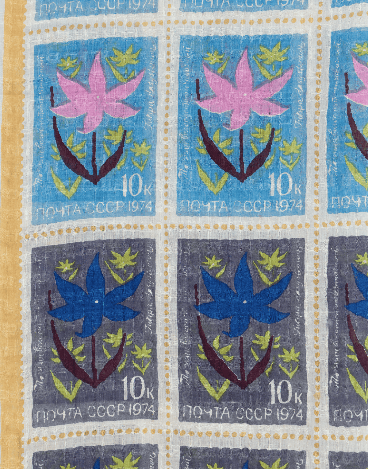 Bluebell Stamp Print Linen & Cotton Scarf