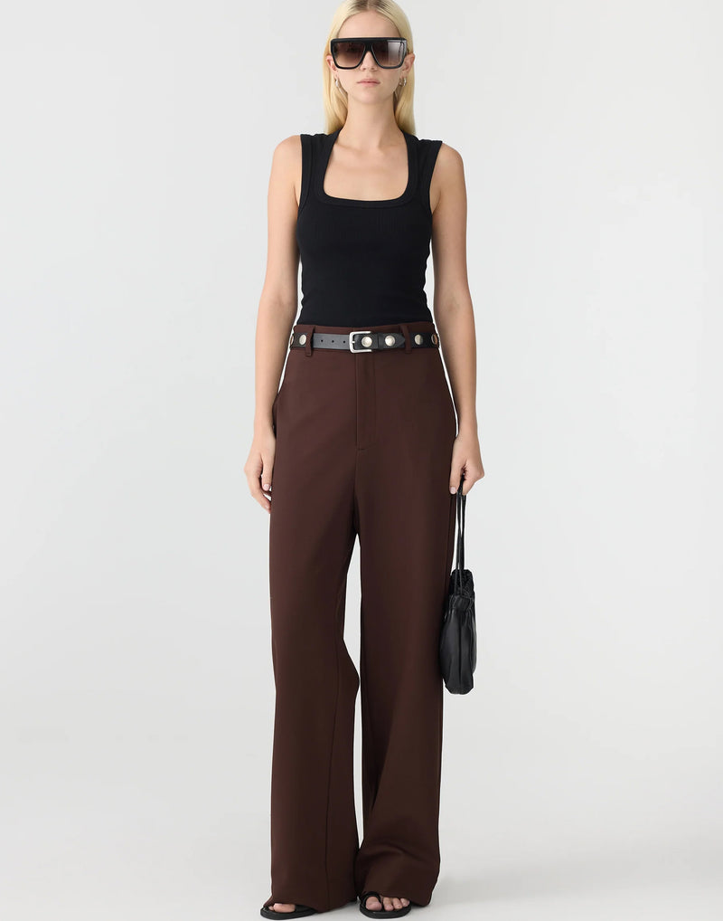 Carob Stretch Twill Tailored Pants