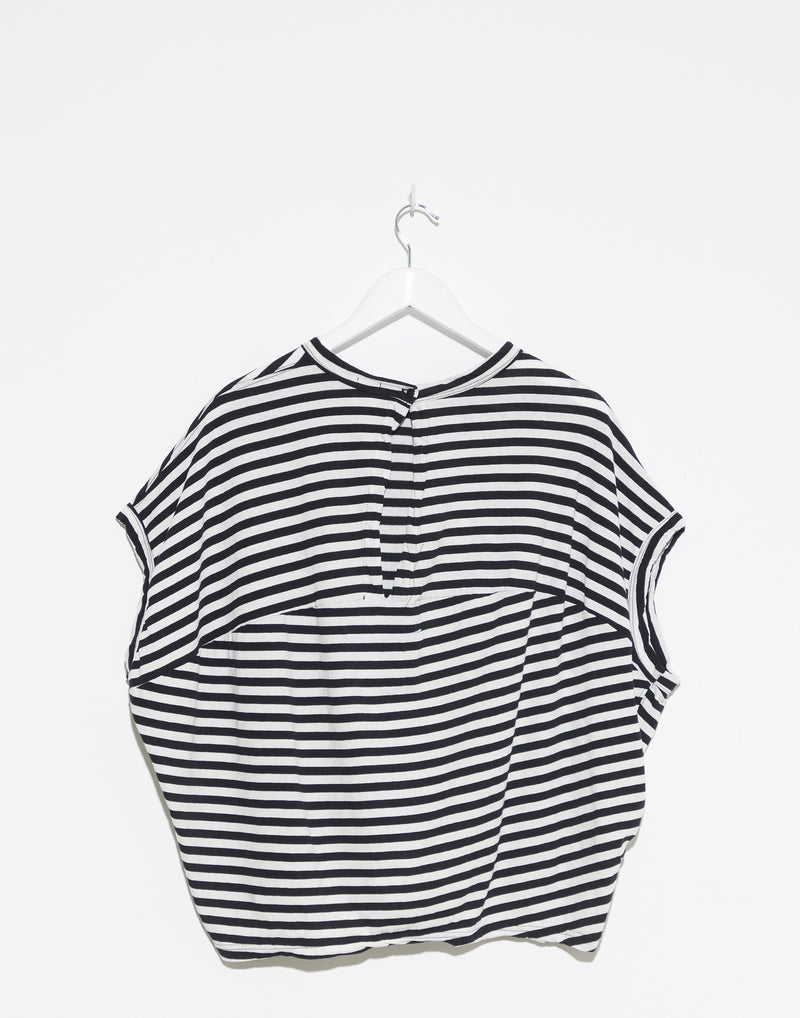 Black Stripe Cotton Slouch Circle T-Shirt