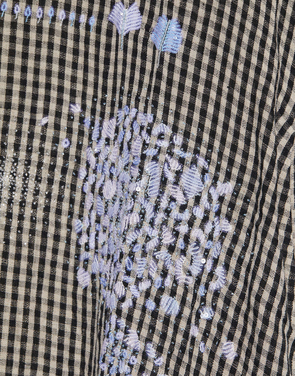 Black Vichy Linen Side Patch Hockney Dress