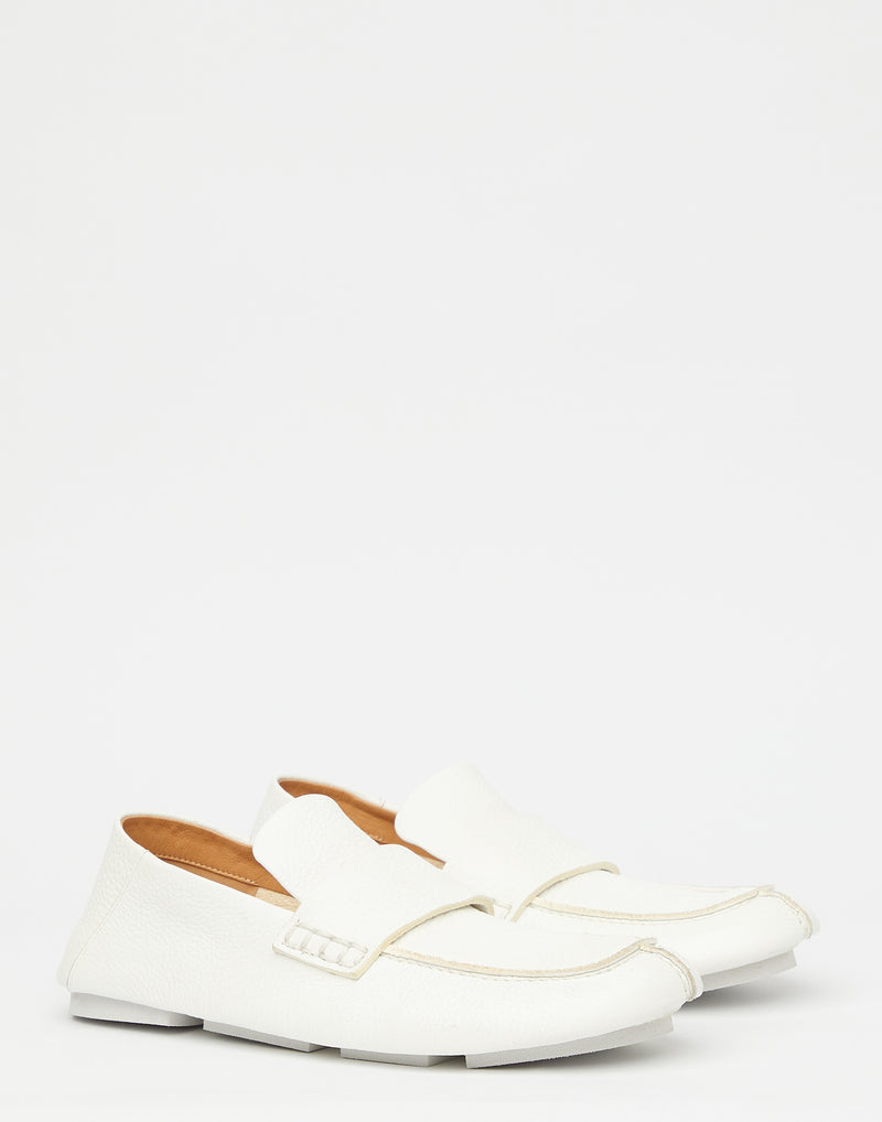 Optical White Leather Toddone Mocassino Loafers