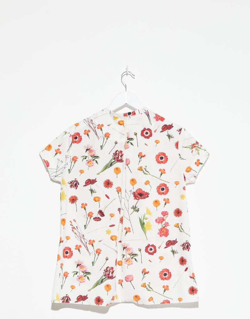Red Floral Cotton Clementine Shirt