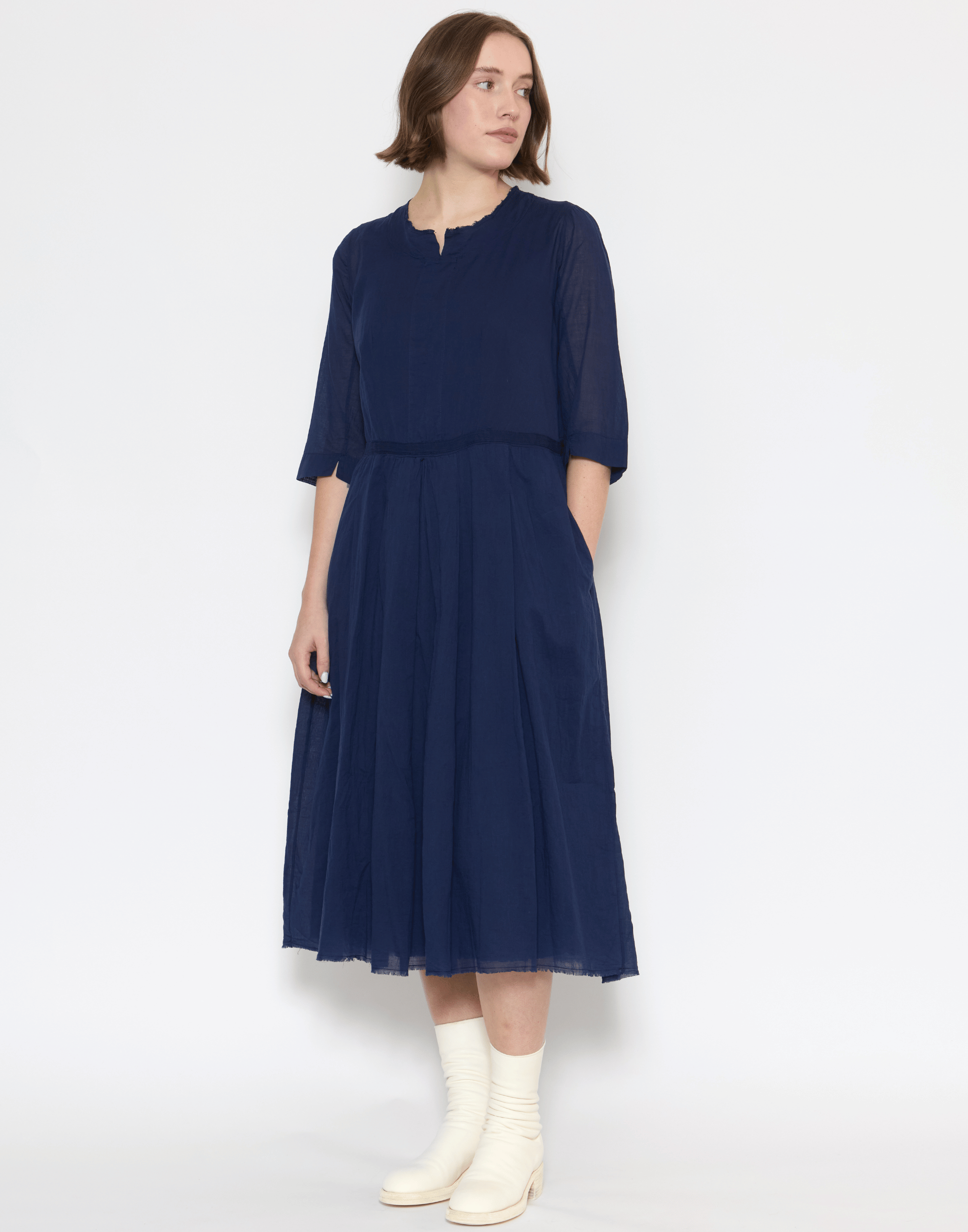 Ink Blue Cotton Voile Darja Dress