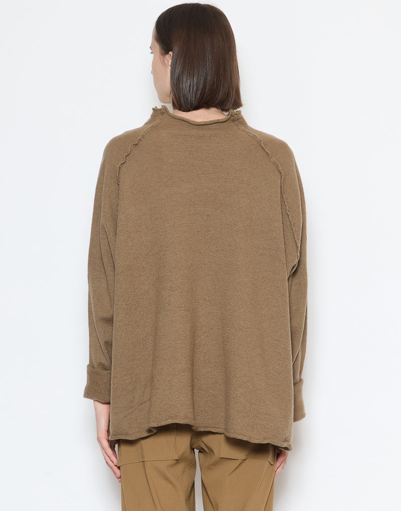 Camel Washed Wool Oversized Pullover