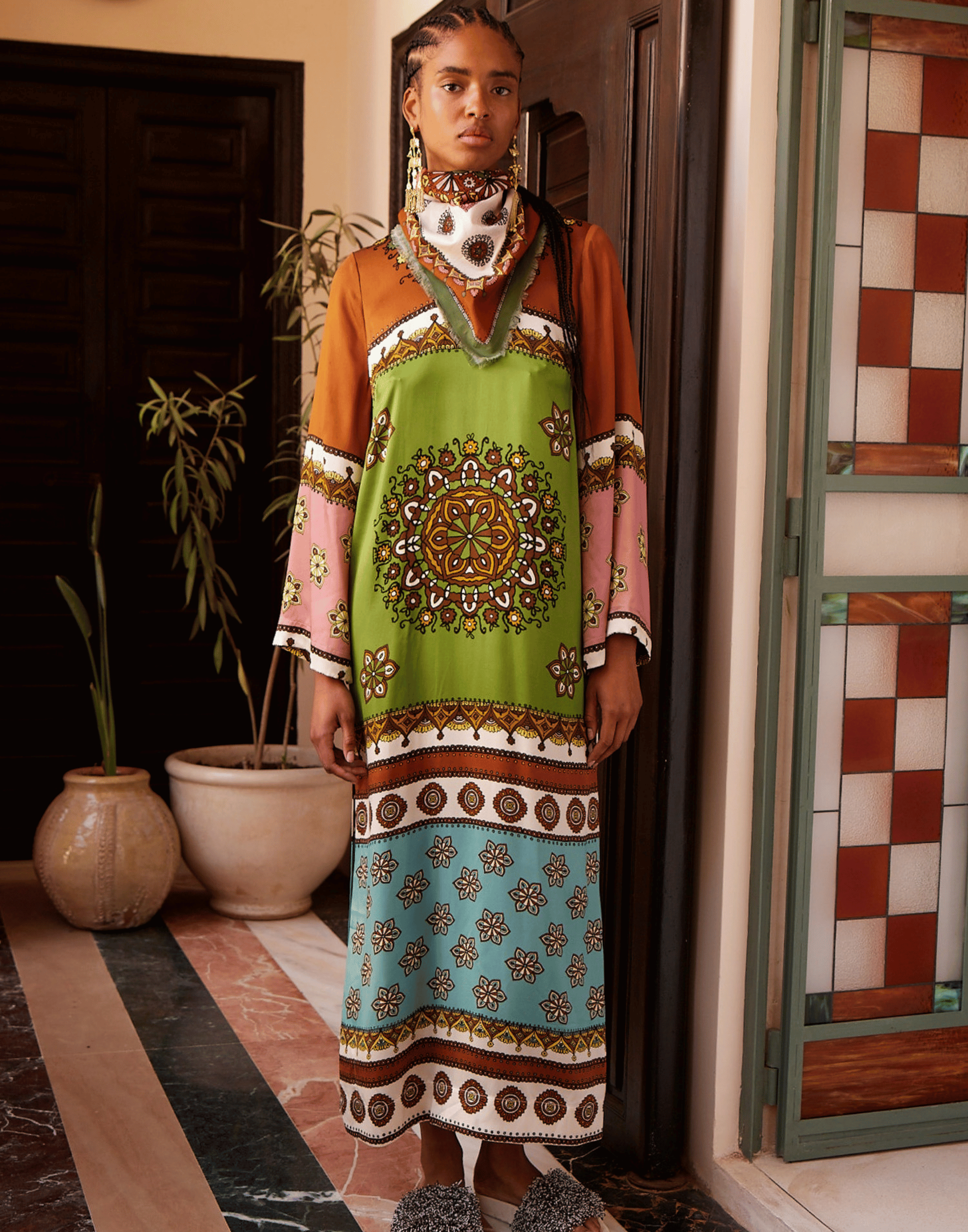 Printed Silk Contina Midi Dress