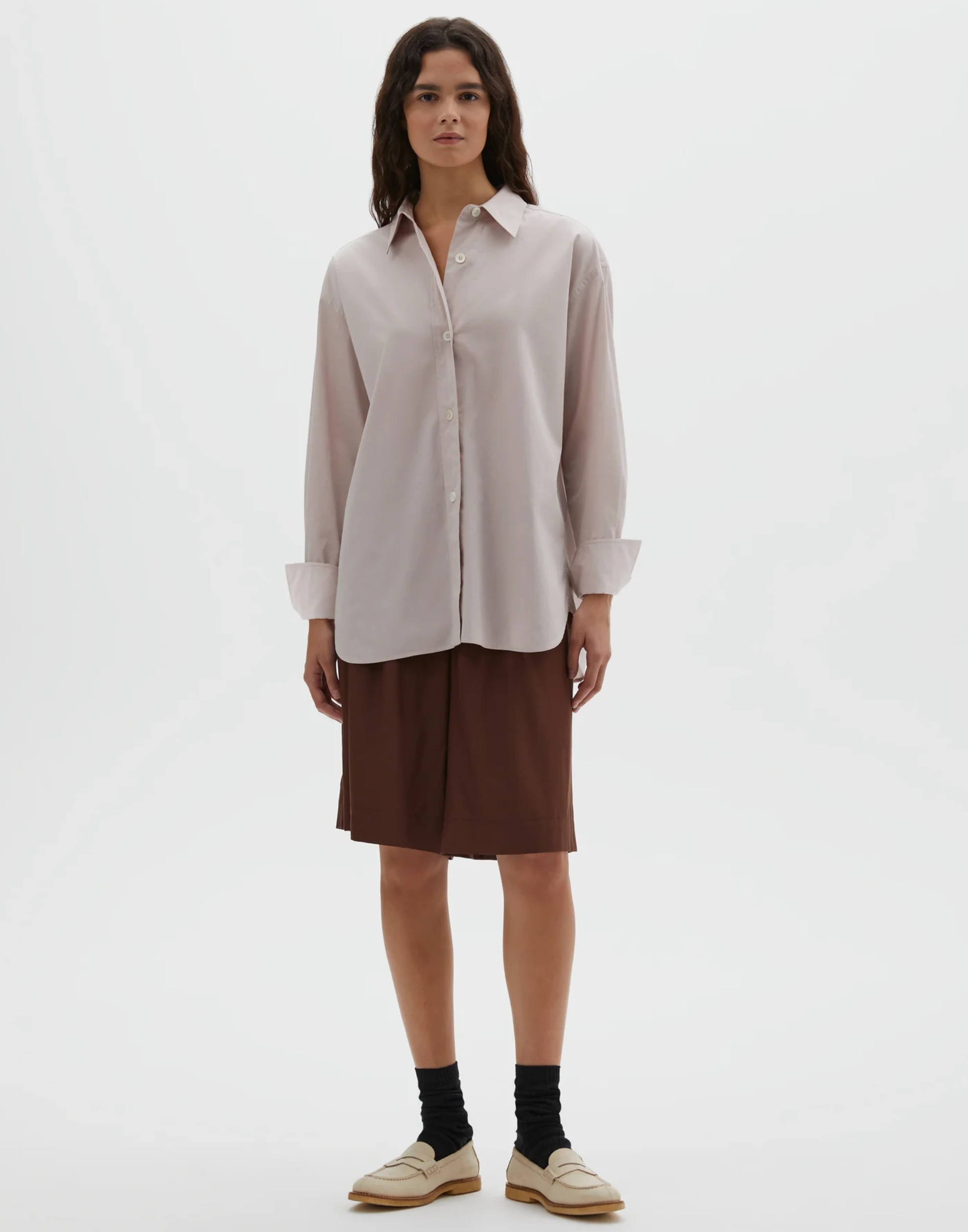 Dusty Pink Cotton Turn Up Cuff Shirt