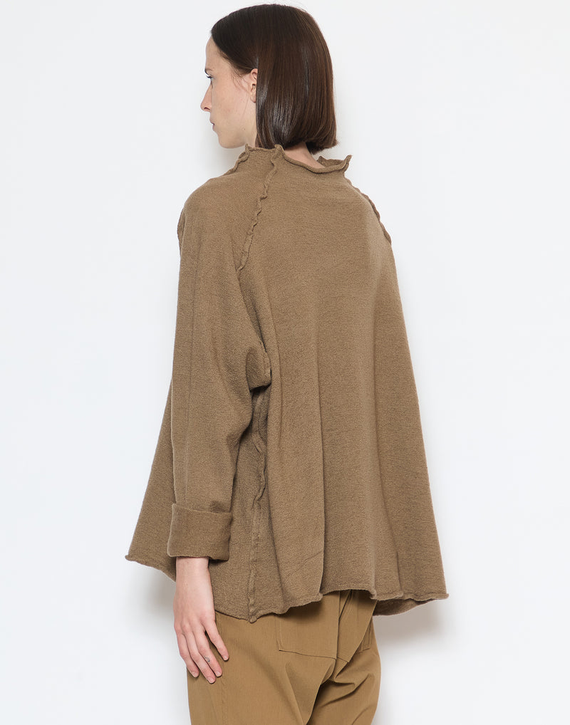 Camel Washed Wool Oversized Pullover