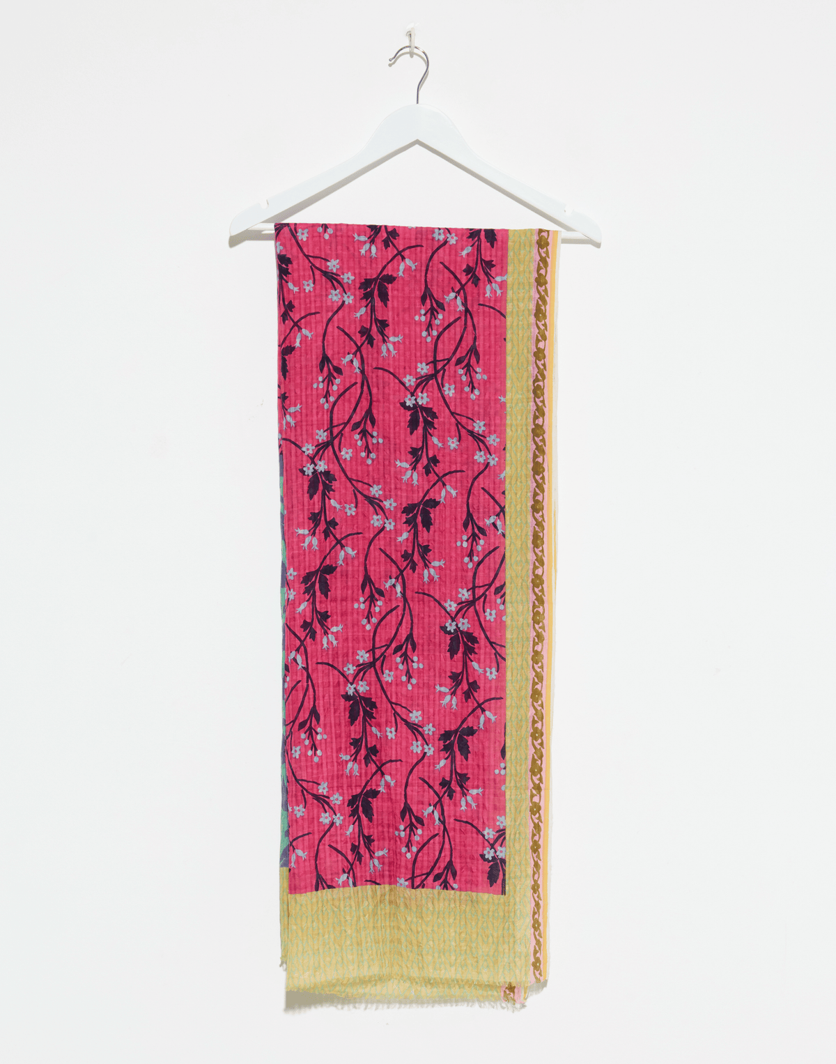 Fuchsia Floral Cotton & Silk Scarf